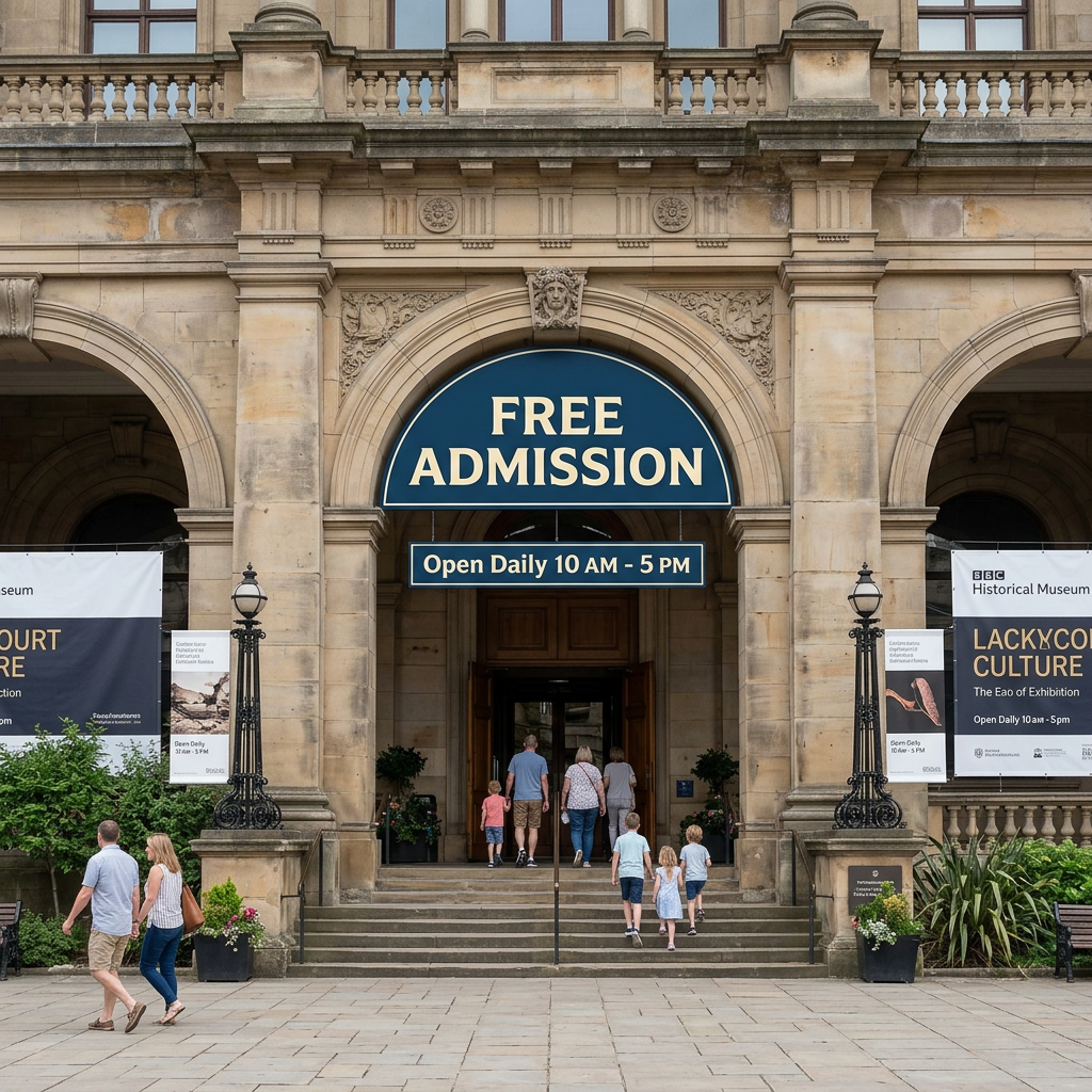 Museum entrance with Free Admission sign